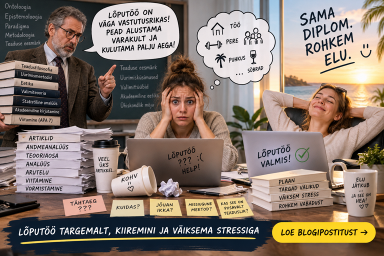 Ülikool õpetab sulle, kuidas teha head lõputööd. Aga kes õpetab, kuidas see lihtsalt valmis saada?